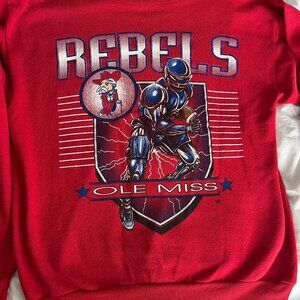 Vintage Colonel Rebel Ole Miss University of Mississippi Red Crewneck Sweatshirt